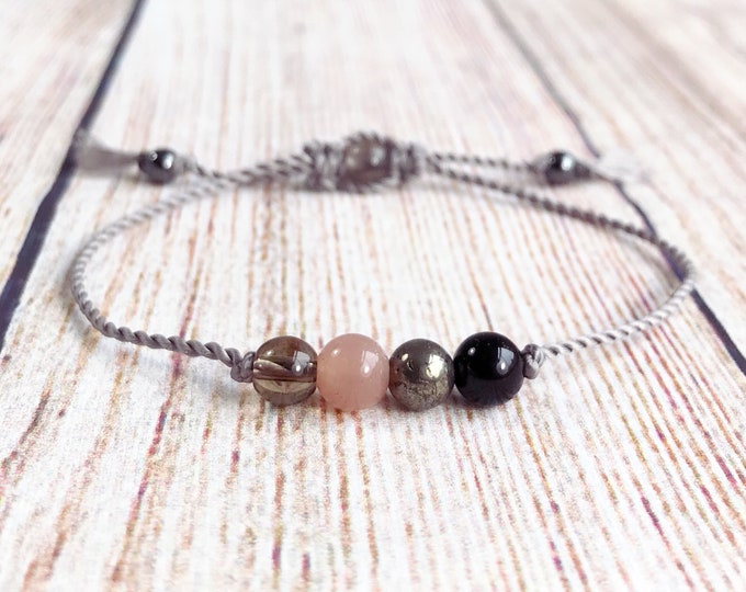 Silk Positivity Bracelet. Positive Thinking. Disperse Negative Energy. Minimalistic Bracelet. Includes a Presentation Card. Black Tourmaline