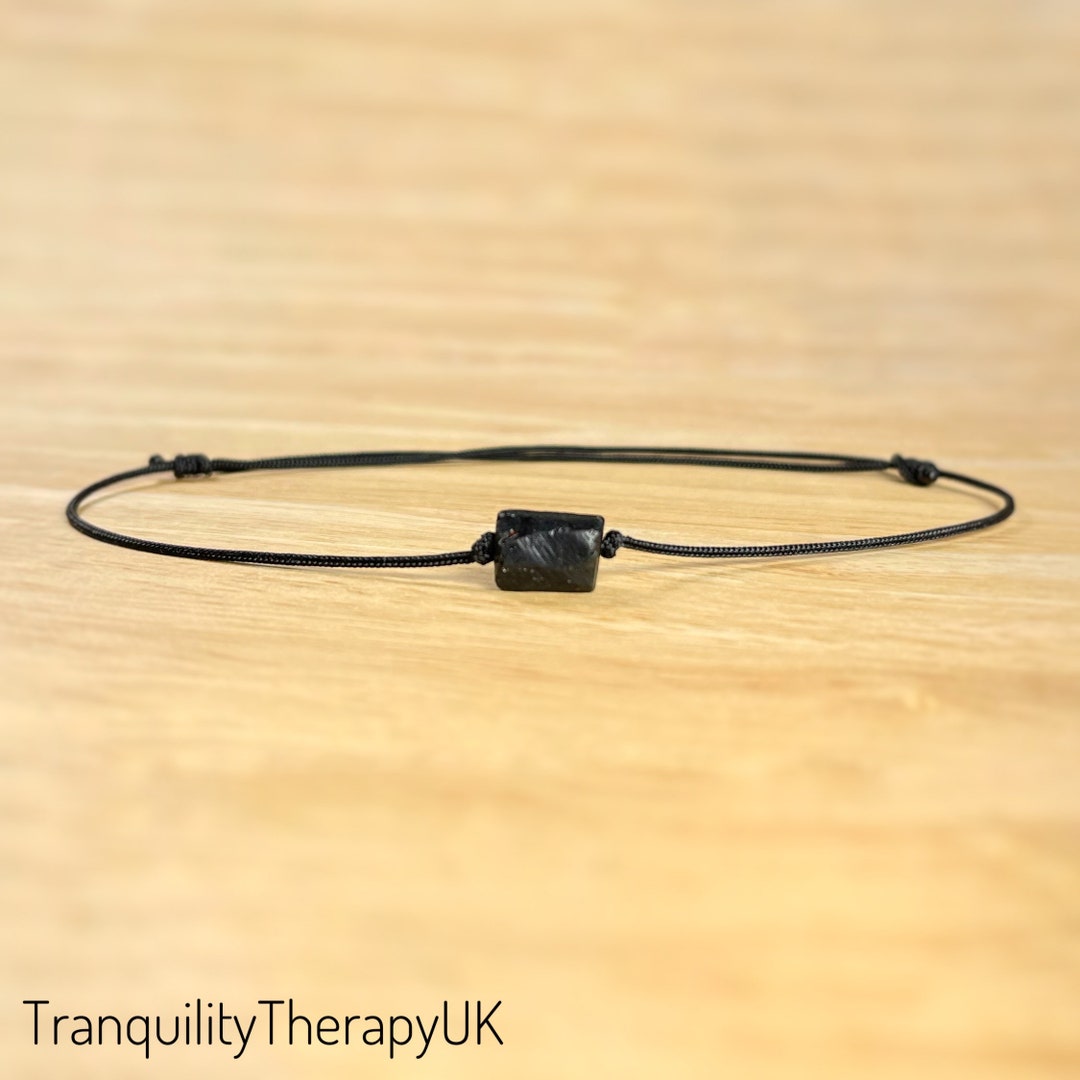 ANKLET Raw Black Tourmaline Anklet & Information Card. Minimalistic