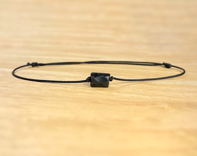ANKLET Raw Black Tourmaline Anklet & Information Card. Minimalistic. Empaths.  Protection. Disperse Negative Energy. Unisex Anklets.