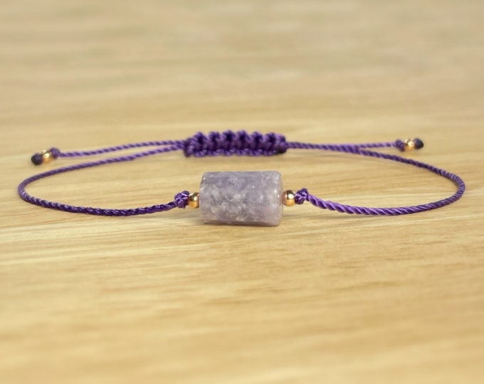 Lepidolite Bracelet. Raw Lepidolite Jewelry. Meditation Bracelet. Lithium Quartz Bracelet. Calming Crystals. Anxiety Support Crystals.