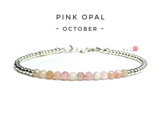 Peruvian Pink Opal Bracelet: Sterling Silver October Birthstone