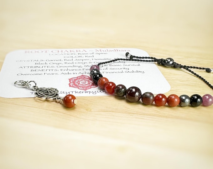 Ultimate Root Chakra Bracelet with Genuine Ruby. Base Chakra. Grounding. Protection. Stability. Garnet. Bloodstone. Black Tourmaline. Jasper