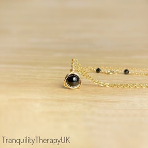 Black Tourmaline Pendant Necklace: Sterling Silver, Gold Filled