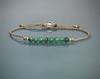 Emerald Bracelet. Birthday Gifts. Dainty Minimalist Skinny Bracelet. Heart Chakra. May Birthstone. Love. Friendship Bracelet. Taurus Zodiac.
