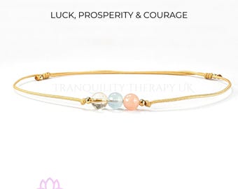 Aquamarine Sunstone Citrine Anklet: Good Luck Crystal Jewelry