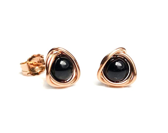 Black Tourmaline Stud Earrings. Sterling Silver. 14K Gold. Incl Gift Box & Crystal Card. Black Earrings. Tourmaline Earrings. Birthday Gifts