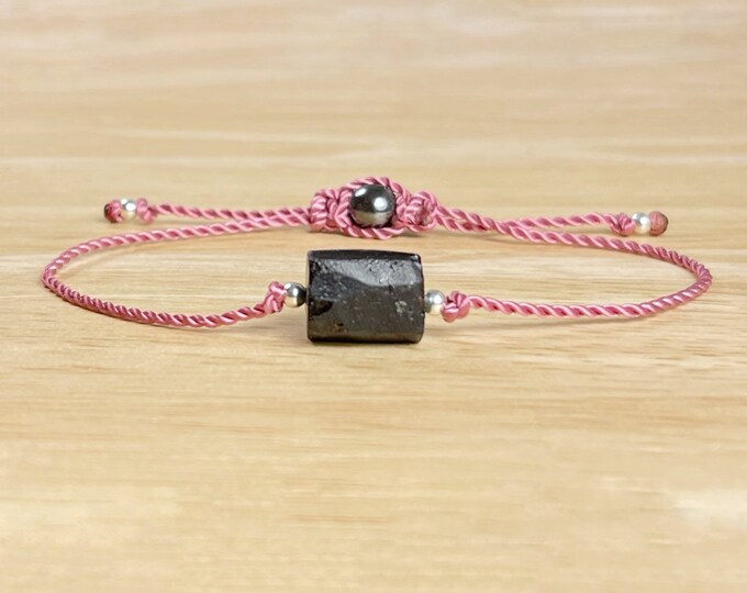 Raw Black Tourmaline Bracelet & Information Card. Minimalistic. Empaths.  Protection. Disperse Negative Energy. Unisex Bracelets.