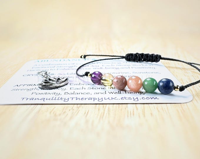 Abundance & Strength Bracelet. Attract Luck. Gemstone Gift Set. Emotional Strength, Joy, Harmony, Well-being, Positivity. Abundance Crystals