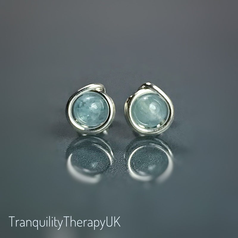 Aquamarine Cushion Wing Stud Earrings