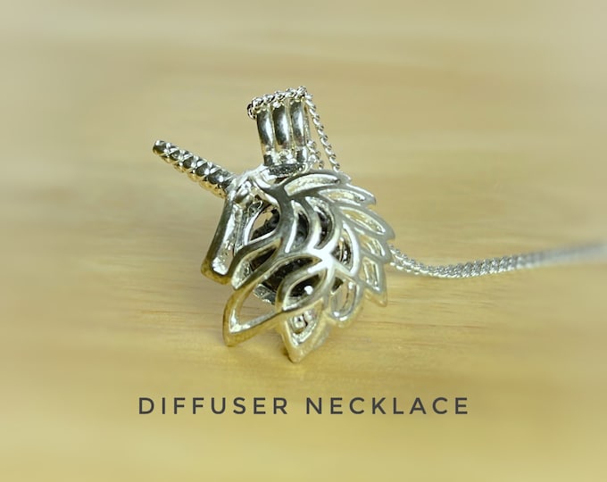 Unicorn Aromatherapy Diffuser Necklace With Information Card and Pouch. Essential Oils Diffuser. Limited Quantity Available