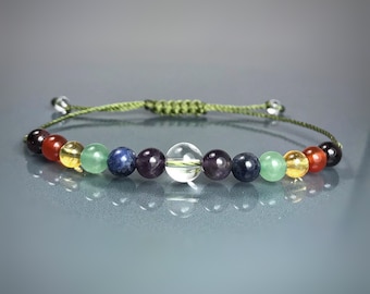 7 Chakra Gemstone Bracelet: Reiki Cleansed Yoga Jewelry