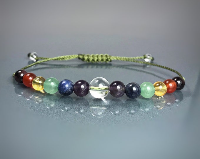 7 Chakra Balancing Bracelet. Yoga Bracelet. Tranquility. Meditation Jewelry. Rainbow Bracelet. Aura Balance. Chakra Bracelet.Gifts for Yogis