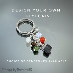 Raw Black Tourmaline Keychain: Custom Gemstone Keyring, Chakra Jewelry