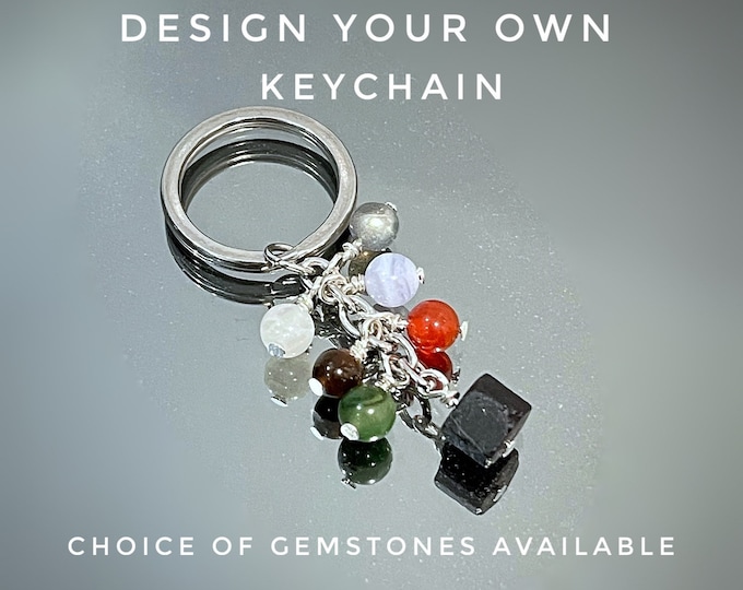 KEYCHAIN Design Your Own Keyring. Protection. Raw Black Tourmaline Keyring. Gifts For Him. Christmas Gifts. Birthday Gifts. Chakra Keyring.