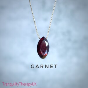 Marquise Garnet Silk Necklace: Teardrop Gemstone, January Birthstone