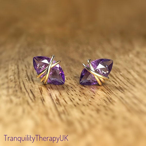 Amethyst Stud Earrings. February Birthstone. AAAA High Grade Amethyst. Sterling Silver. 14K Gold Filled. Incl Gift Box & Info Card. Marquise