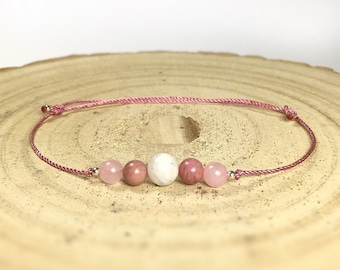 Fertility Gemstone Anklet: Moonstone, Rhodonite & Rose Quartz