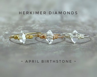 Herkimer Diamond Ring. April Birthstone Gifts. Birthstone Ring. Incl Gift Box & Card. Diamond Jewelry Gifts for Her. Anniversary Gifts.