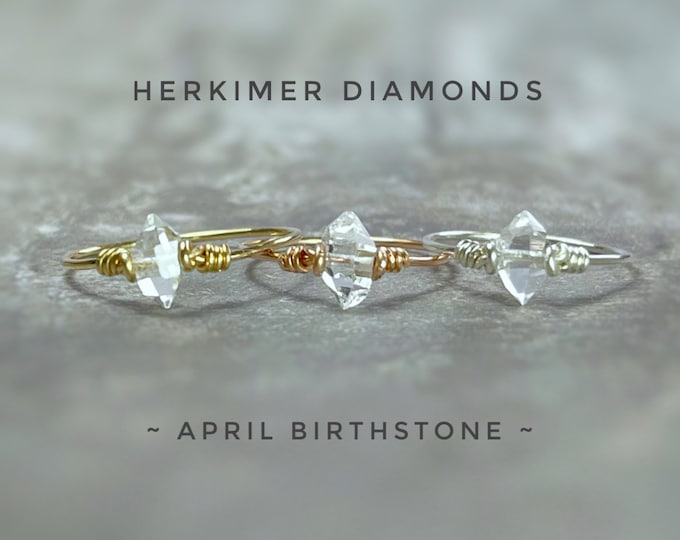 Herkimer Diamond Ring. April Birthstone Gifts. Birthstone Ring. Incl Gift Box & Card. Diamond Jewelry Gifts for Her. Anniversary Gifts.