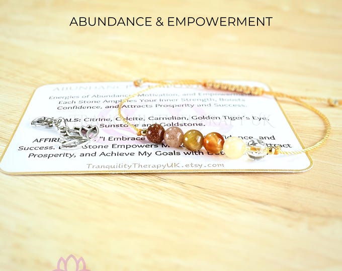 Abundance & Empowerment Energy Bracelet. Inner Strength, Confidence, Attract Prosperity and Success. Crystal Gifts, Crystal Energy Bracelets