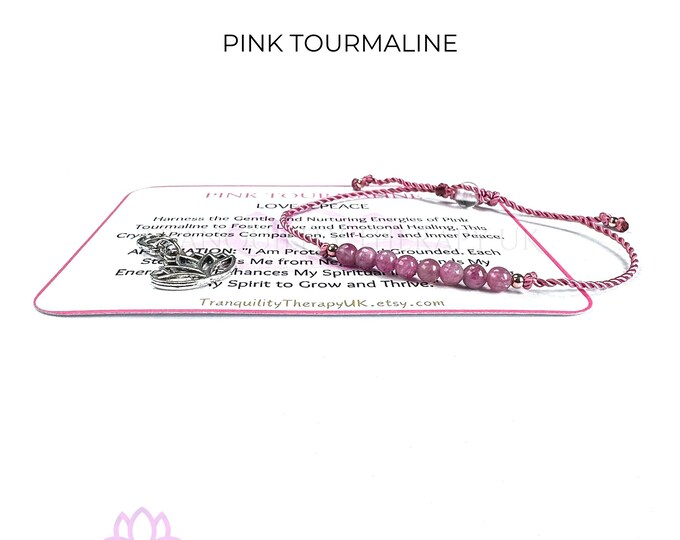 Pink Tourmaline Bracelet. Birthday Gifts. Dainty Skinny Minimalist Bracelet. Love. Heart Chakra Bracelet. Compassion. Peace. Loving Energy