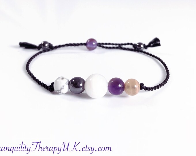 Sleep Aid, Insomnia and Restlessness Bracelet. Sleep Well Meditation. Organic Lavender Pouch. Sleep Crystals. Calming Crystals. Crown Chakra