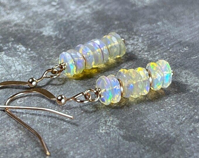Ethiopian Opal Sterling Silver Threader Earrings: October Birthstone