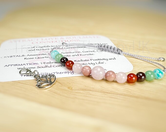 Love & Soulmate Crystal Bracelet: Kunzite, Rose Quartz, Amazonite