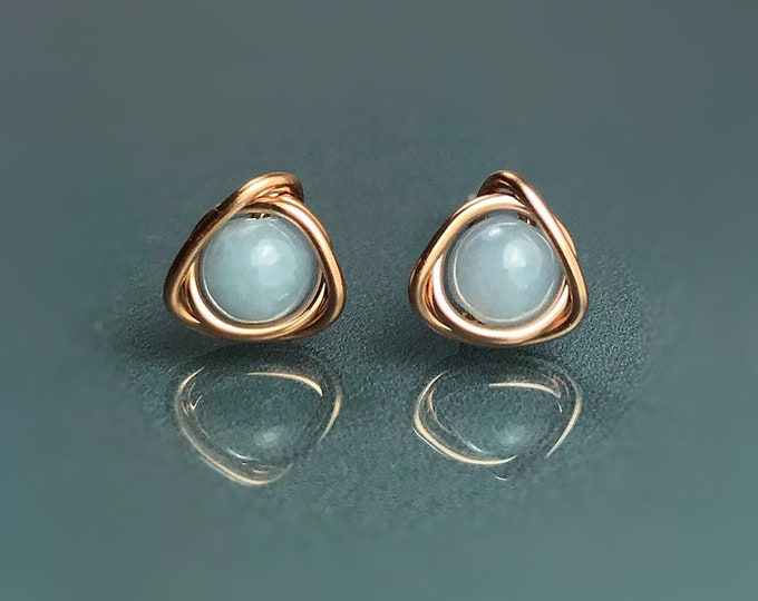 Angelite Stud Earrings. Eternity Knot Earrings. Eternity Roses Earrings Sterling Silver. Gold Filled. Incl Gift Box.incl Gift Box & Card