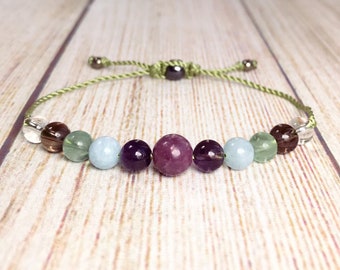 Lepidolite Crystal Bracelet: Calming, Clarity, Positive Focus
