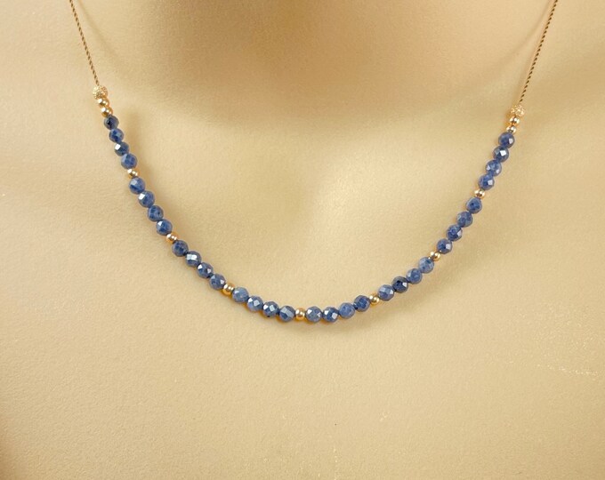 Blue Sapphire Silk Necklace: September Birthstone Gift