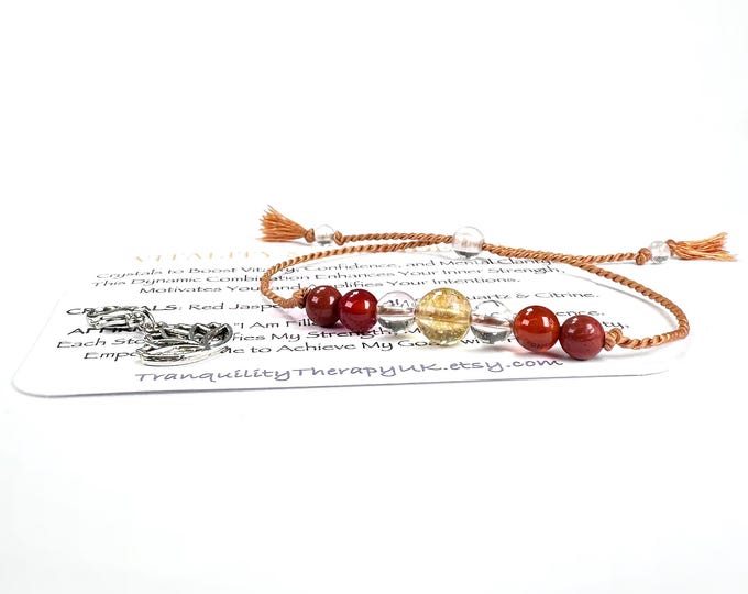 Vitality & Confidenc. Sacral Chakra, Solar Plexus,Root Chakra Energy Bracelet. Grounding. Willpower. Abundance. Citrine. Red Jasper. Garnet