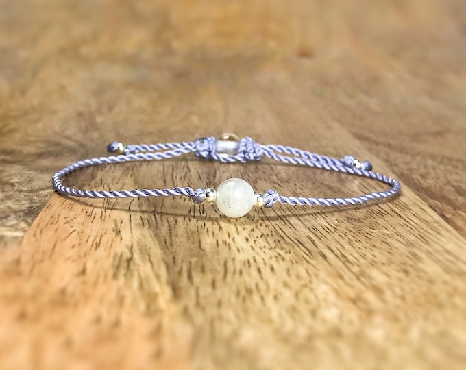 Moonstone Wish Bracelet: Adjustable Cord, June Birthstone
