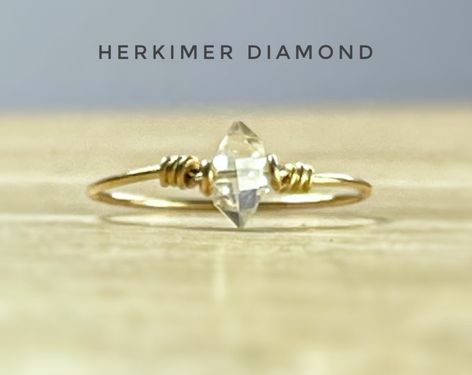 Herkimer Diamond Ring. April Birthstone Gifts. Birthstone Ring. Incl Gift Box & Card. Diamond Jewelry Gifts for Her. Anniversary Gifts.