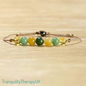 Growth & Prosperity, Good Luck, Wealth, Abundance Bracelet. Incl Gift Wrap,Clip Charm, Crystal Description Card Affirmation Good Luck Gifts