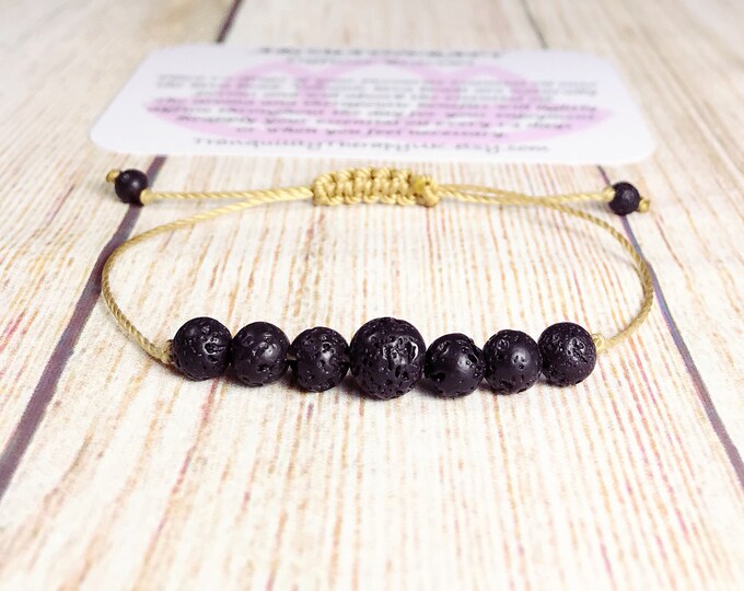 Aromatherapy Diffuser Bracelet With Information Card.  Essential Oils Diffuser. Strong Cord.Design Your Own Cord Colour. Genuine Lava Stones