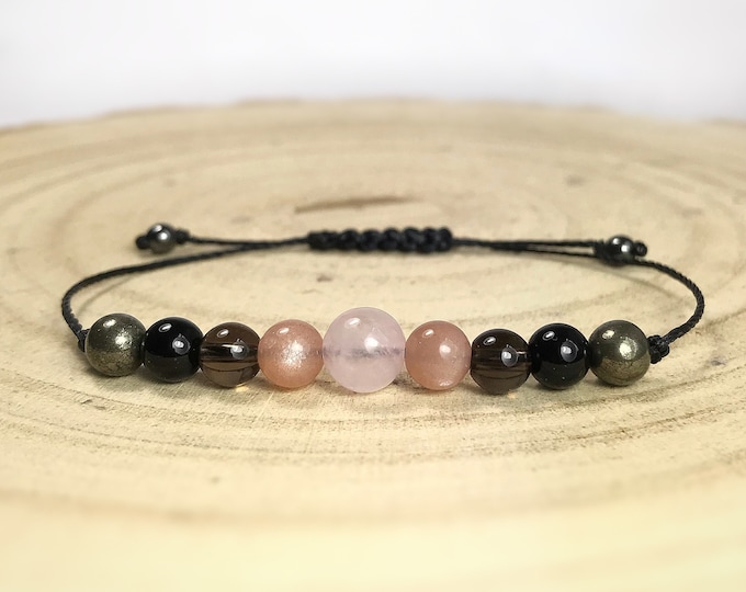Protection, Love, Happiness & Positivity Bracelet. Self-Love. Positive Thinking. Pyrite. Sunstone. Tourmaline. Love Life Work Balance.