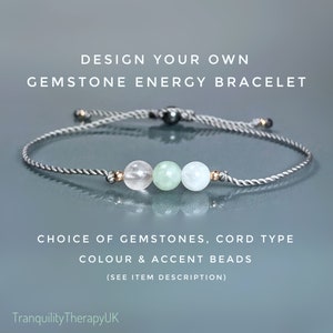 3 Gemstone BRACELET Custom Design Your Own Bracelet. Three Crystals. Customised Crystal Bracelet. Choose Your Gemstone, Cord & Accent Beads.