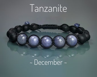 Tanzanite Bracelet. Men’s Bracelet. December Birthstone. Mens Yoga Bracelet. Mens Mala. Throat Chakra. Third Eye Chakra. Incl Gift Wrapping.