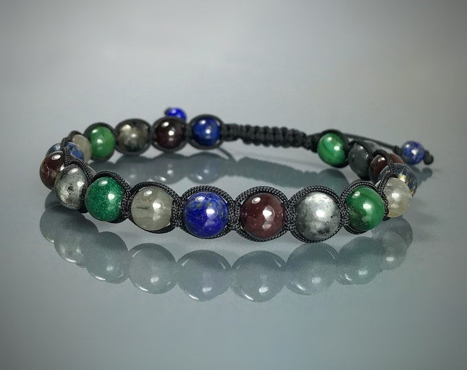 Good luck. Love. Commitment. Intuition. Manifestation. Spiritual Communication. Men’s Gemstone Bracelet. Made to Order. Gifts for Him. Heart