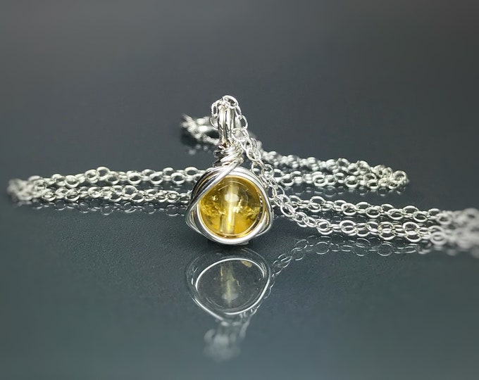Citrine Necklace & Citrine Stud Earrings Set. November Birthstone. Citrine Jewelry. Incl Gift Box, Crystal Info Card. Prosperity Crystals.