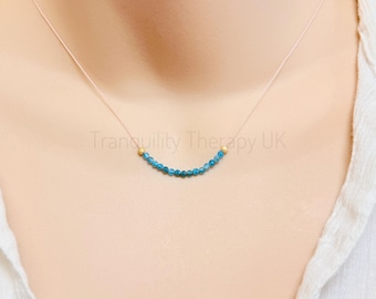 Apatite Silk Necklace: Inspiration & Motivation Gemstone Bar Necklace – Sterling Silver, 18K Gold Rose Gold Vermeil Crystal JewelleryGifts