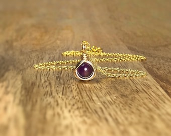 Amethyst Necklace & Amethyst Stud Earrings Set. February Birthstone. Includes a Gift Box, Crystal Info Card, Ribbon Wrap. Birthday Gift.