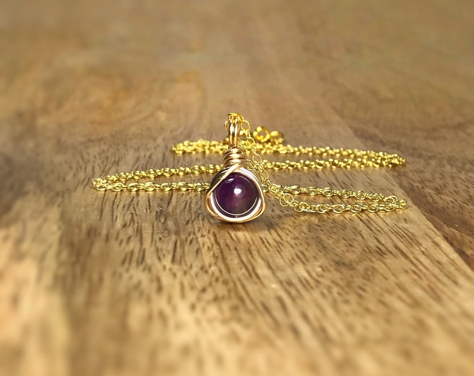 Amethyst Necklace & Amethyst Stud Earrings Set. February Birthstone. Includes a Gift Box, Crystal Info Card, Ribbon Wrap. Birthday Gift.