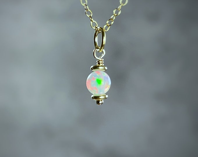 Opal Necklace & Stud Earrings Set: Sterling Silver October Birthstone