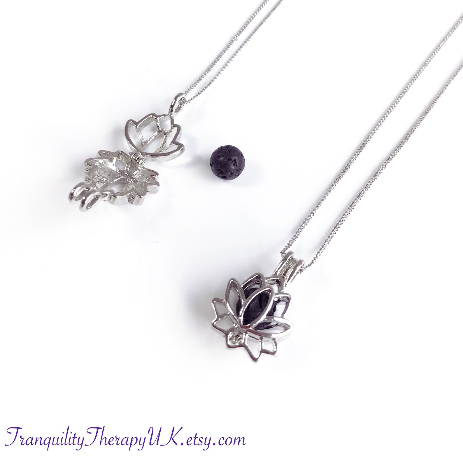 Lotus Flower Aromatherapy Diffuser Necklace With Information Etsy