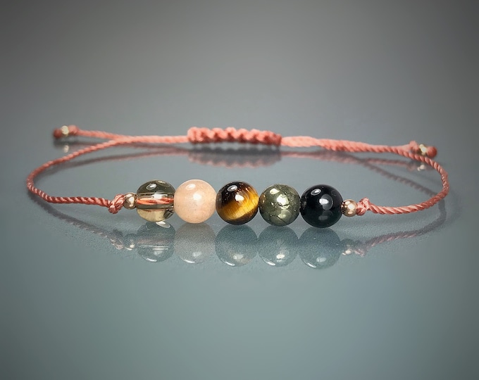 Good Luck, Positivity & Protection Bracelet and Card. Positive Thinking. Disperse Negative Energy. Positive Vibes. Attract Luck. Tourmaline