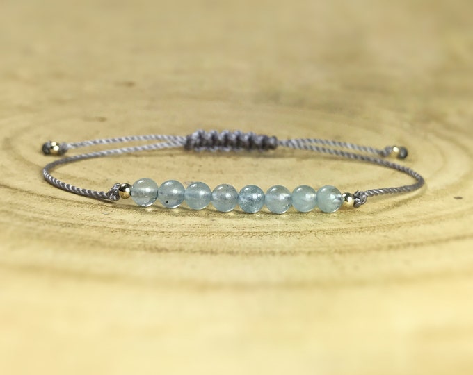Aquamarine Bracelet. March Birthstone. Birthday Gifts. Dainty Minimalist Bracelet. Skinny Bracelet. Courage. Communication. Throat Chakra.