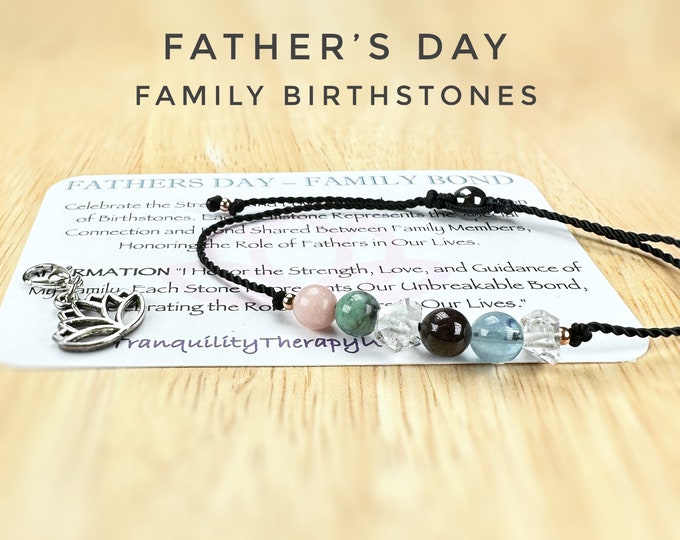 FATHERS DAY Birthstone Bracelet Custom Design Your Own Customeised Birthstone Bracelet. Choose Your Birthstones, Cord Color & Accent Beads