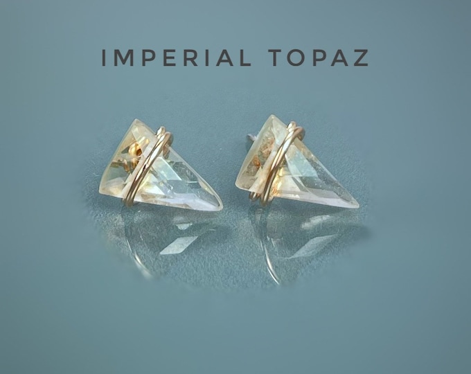 Geometric Imperial Topaz Stud Earrings: November Birthstone Jewelry